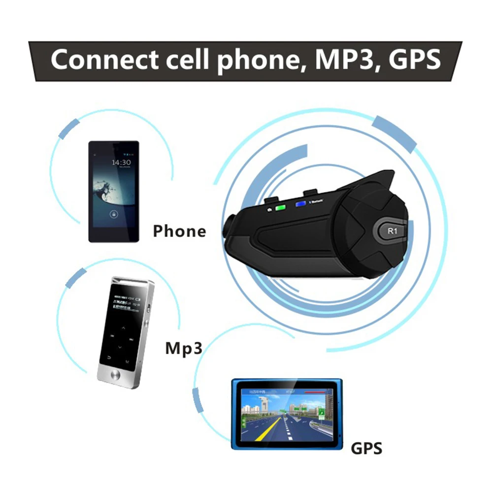 Мотоциклетные наушники R1 Bluetooth 4 1 гарнитура для шлема интеркомы Поддержка