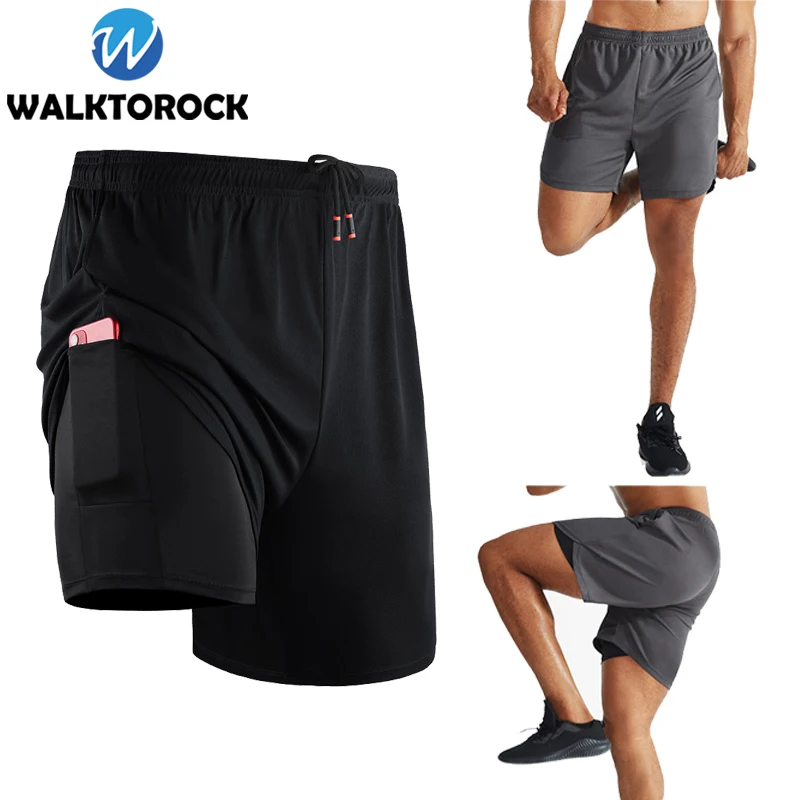 

Summer Running Shorts Breathable Men 2 in 1 Sports Shorts Gym Fitness Workout Jogging Quick Dry Short Pants with Pockets