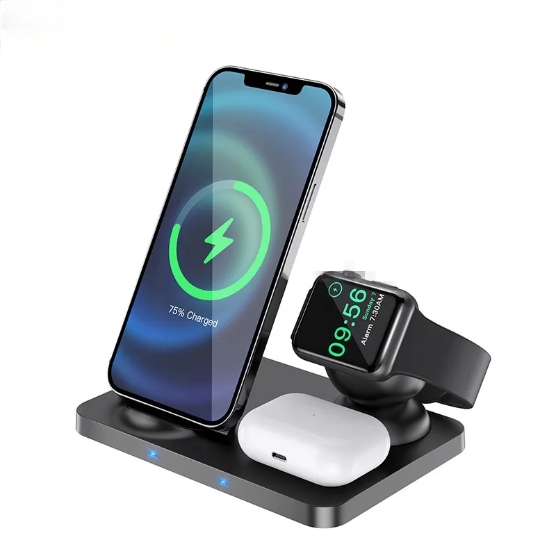 Portable Vertical Three-in-one Wireless 15W Stand Mobile Phone Headset Watch Desktop Fast Charging At The Same Time