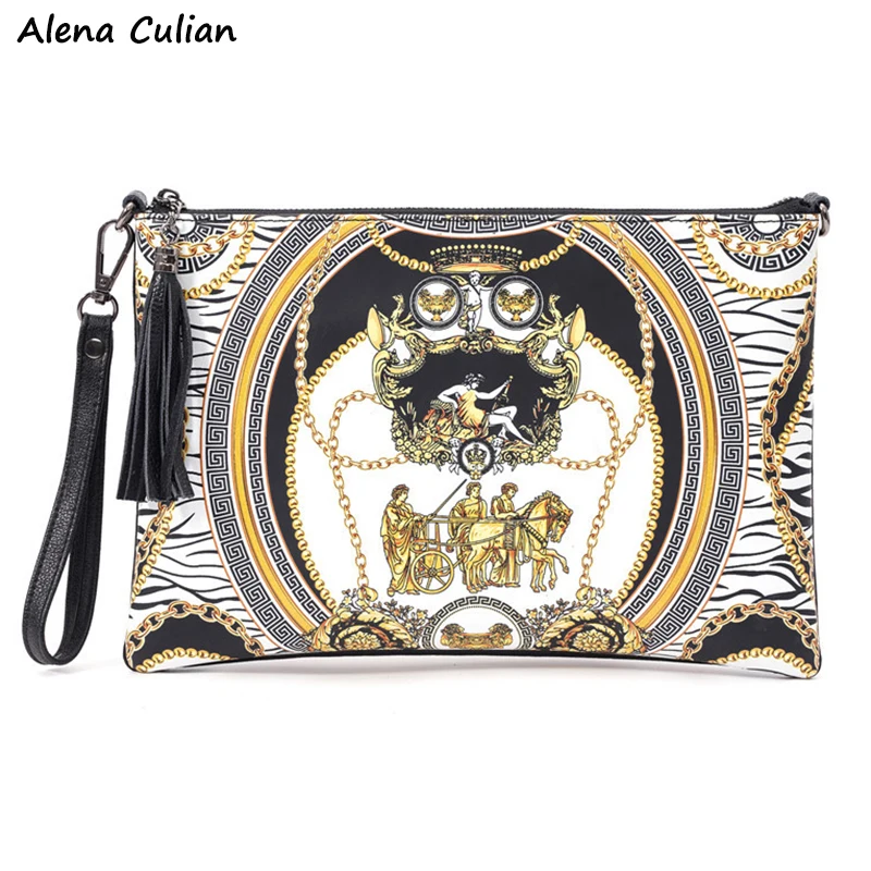 

Vintage Fashion Men Leather Clutch Handbag With Shoulder Strap Retro Pattern Envelope Clutch Bag carteira masculina dropshipping