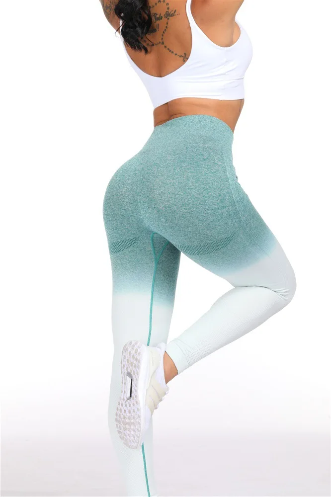 Женские Штаны Для Йоги леггинсы градиентного цвета спортивные Леггинсы с