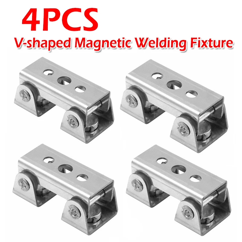 4Pcs/Set V Type Magnetic Clamps Adjustable Welding Jig F-Clamp Matching Fixture Holder Strong Welder Metal Working Hand Tool
