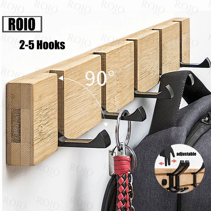 

2/3/4/5/6 Folding Wall Hooks Coat Rack Wall Mounted Heavy Duty Hanger Metal Coat Hook Rail for Coat Clothes Hat Towel Jacket