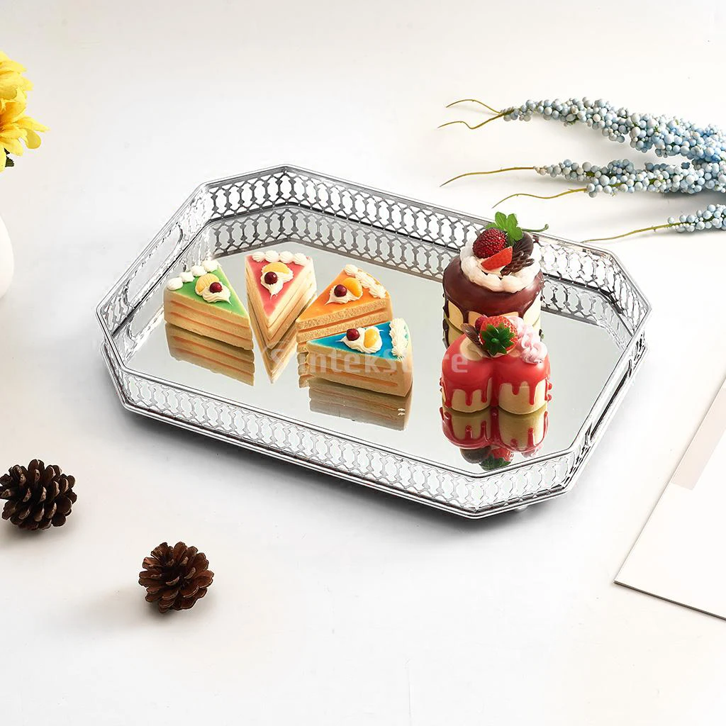 Прозрачный зеркальный косметический декоративный поднос поднос-органайзер для