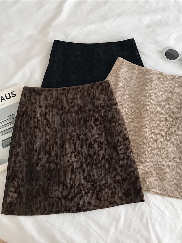 

Autumn/winter 2020 new high waist slim corduroy anti-glare bag hip A-line skirt half-length skirt short skirt women's skirt