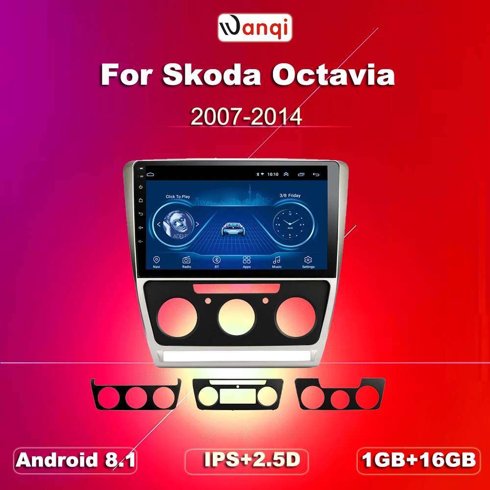 10 1 дюймовый android 8 для Skoda octavia 2007 2014 full touch автомобильный dvd Мультимедиа gps