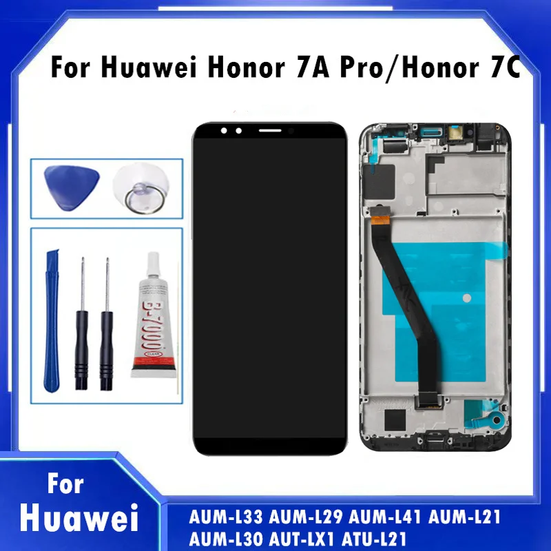 

5,7 "Новый ЖК-дисплей для Huawei Honor 7A pro aum-l29 honor 7c Aum-L41, сенсорный экран, дигитайзер, ЖК-дисплей с заменой рамки в сборе