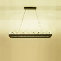 led crystal black gold round rectangle lustre hanging lamp chandelier lighting suspension luminaire lampen for foyer