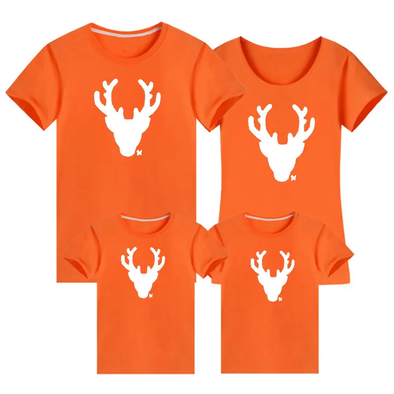 Рождественская семейная одежда футболка с рождественским мультяшным оленем для