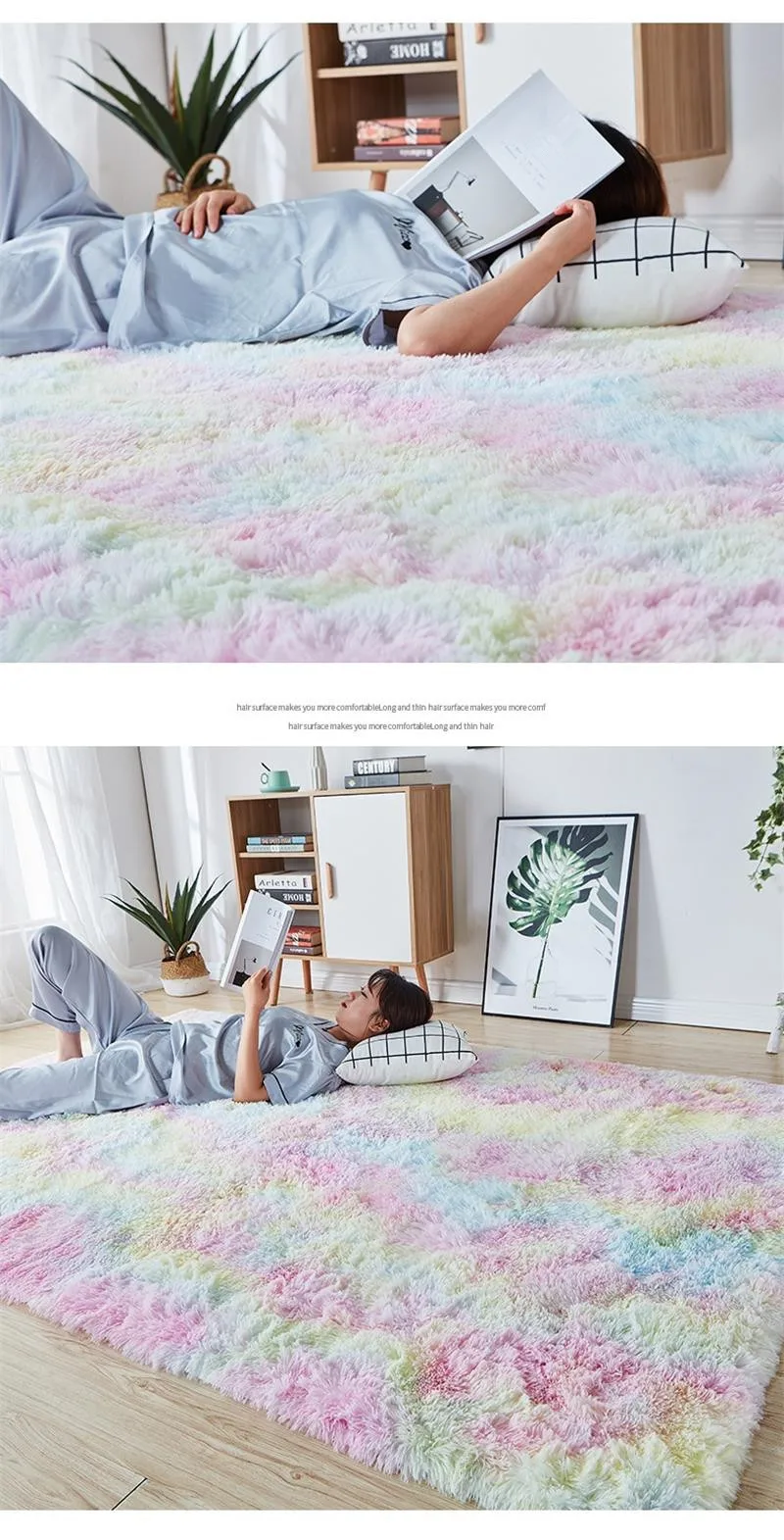Разноцветные мягкие пушистые коврики для гостиной кофейный столик напольный