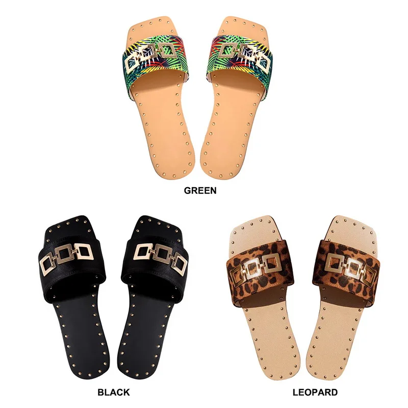 

2021 Summer New Women's Sandals Slippers Flip Flop Flat Open Toe Outdoor Slippers Women Fashion Buckle Beach Slides Shoes