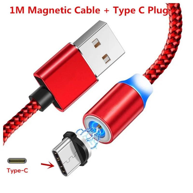 For Type C Red Магнитный USB кабель QC 3,0 быстрая зарядка зарядное устройство для xiaomi redmi note 4 4x5 5a prime note 7 7s 6 pro s2 k20 3s mix max 2 3 2s - Цвет: For Type C Red