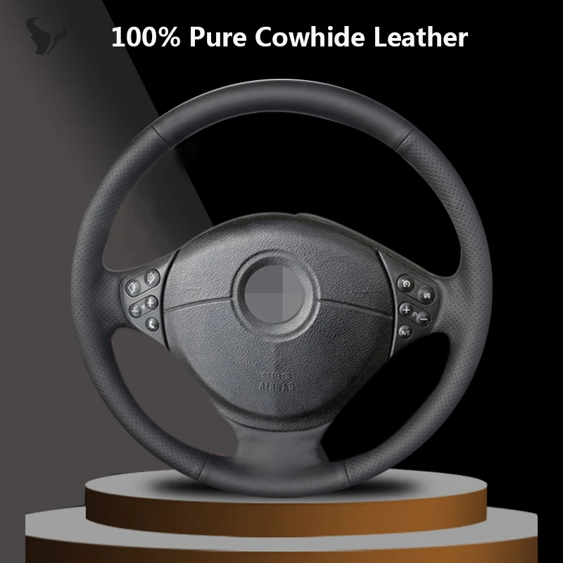 

Black Genuine Leather Car Steering Wheel Cover for BMW E39 5 Series 1999-2003 E46 3 Series 1999-2005 E53 X5 E36 Z3