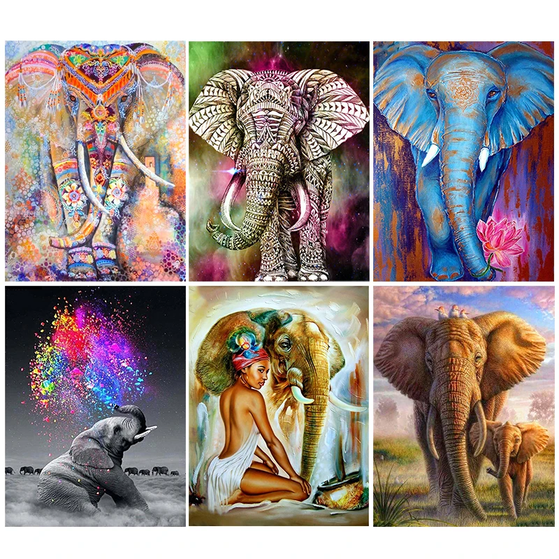 

5D DIY Diamond Paintings Full Drill Animal Diamond Embroidery Elephant Square Round Mosaic Art Decorations for Home