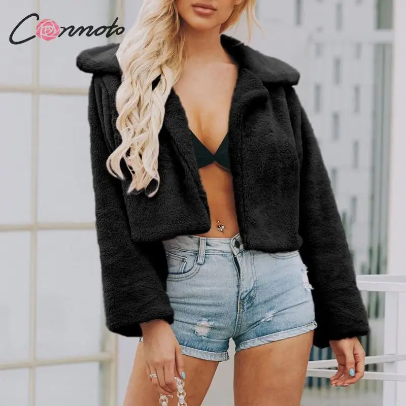 Conmoto женское модное однотонное искусственное женское меховое пальто теплые короткие куртки и пальто из искусственного меха женская повседневная верхняя одежда