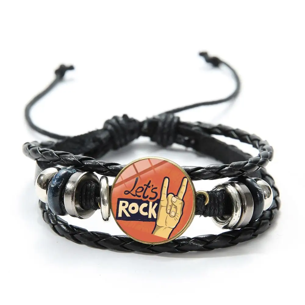 SONGDA креативный Рок Кожаный браслет с символом Руки Панк Черный многослойный