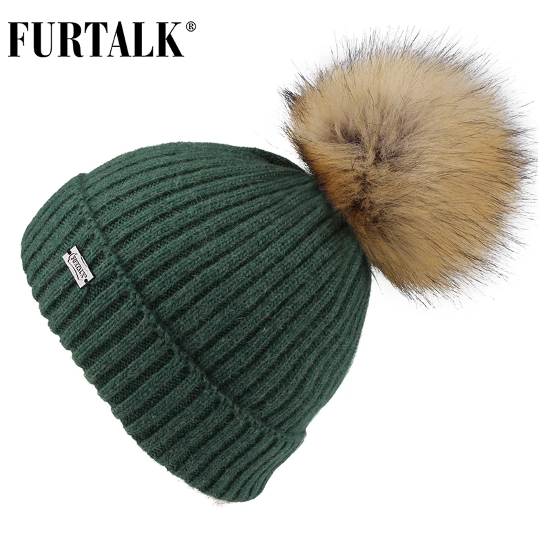 FURTALK зимние шапки из кроличьего меха для женщин Шапка-бини теплая шапка