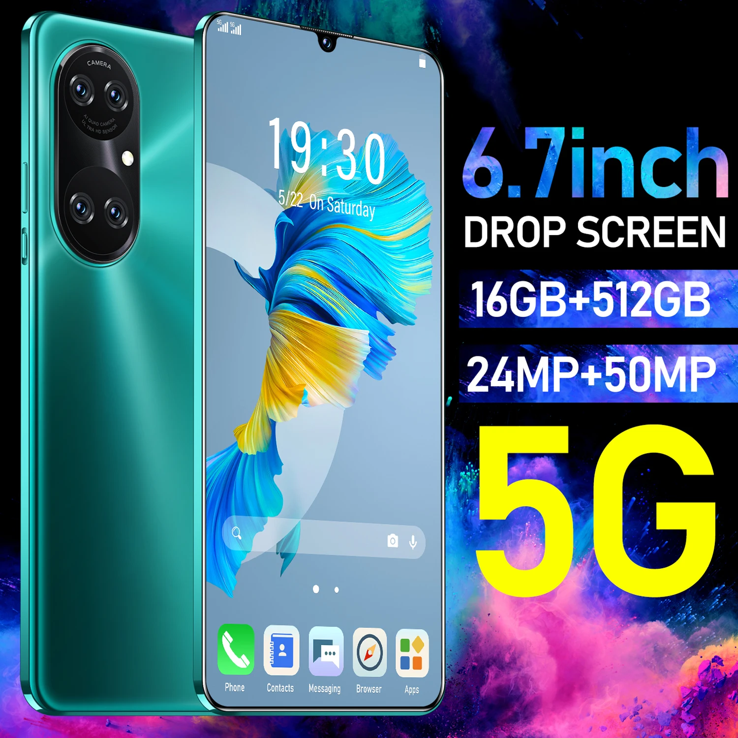 

Global Version P50pro-6.7''Drop Screen Smart Phone 16+512GB Android11 Face Unlock Cellphone 50MP 7000mAh Dual SIM+SD Mobilephone