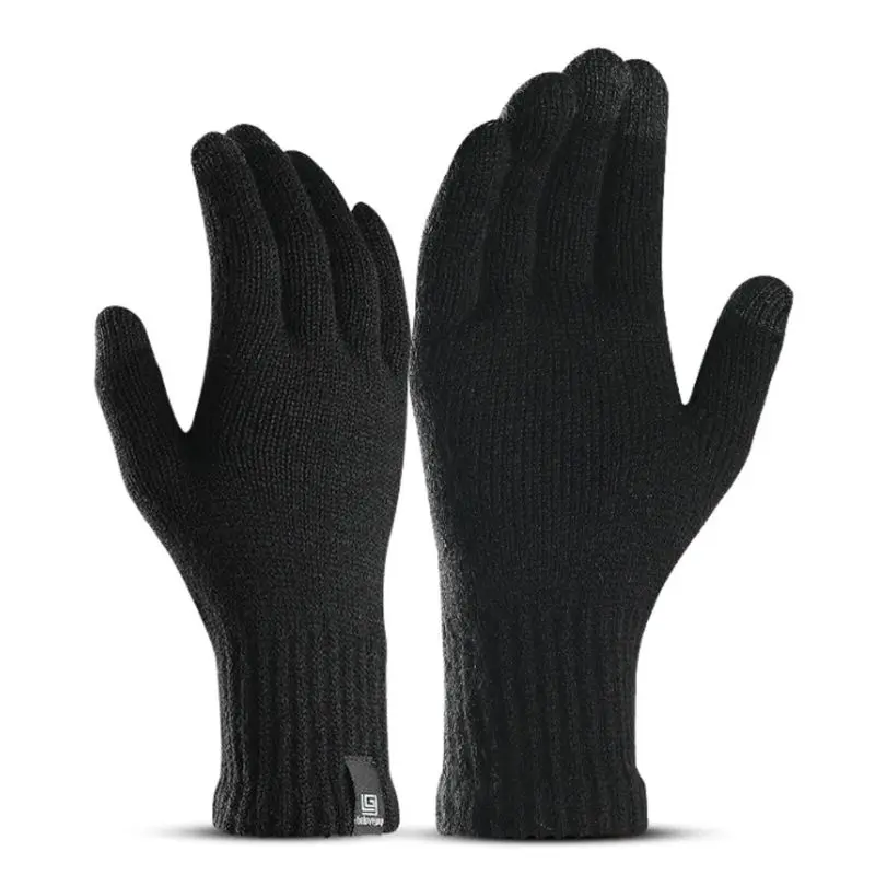 

Men Womens Winter Knitted Touch Screen Gloves Outdoor Sport Training Snow Ski Full Finger Elastic Ribbed Cuff Stretchy Mittens