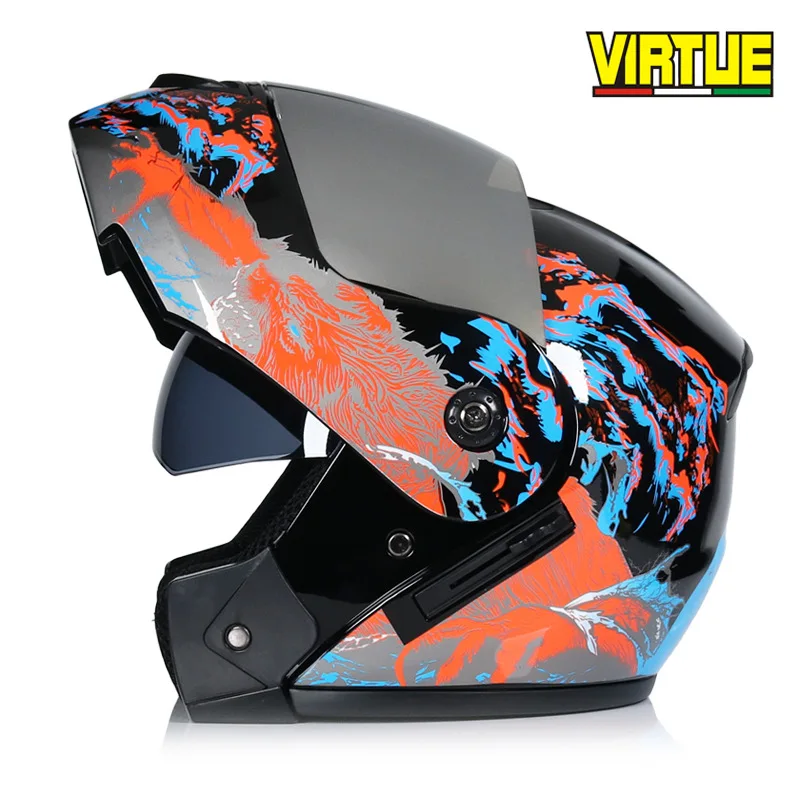 Motorcycle Helmet Double Lens Open Face Helmet Full Face Helmet Racing Helmet Running Helmet Unisex Dual-Use Helmet - Color: 13