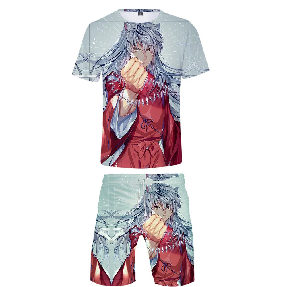 

Japan Anime Inu Yasha Inuyasha 3D Print Short Sleeve T Shirt and Beach Shorts Two Piece Set Men Women Casual Sportswear Suit