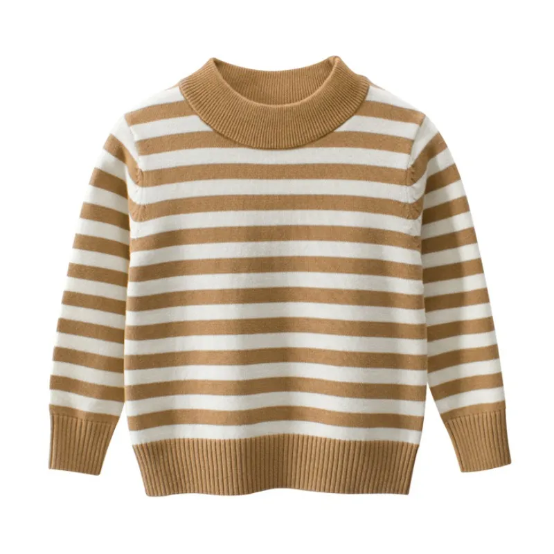 Повседневные свитера для мальчиков и девочек пуловеры вязаные полосатые топы с