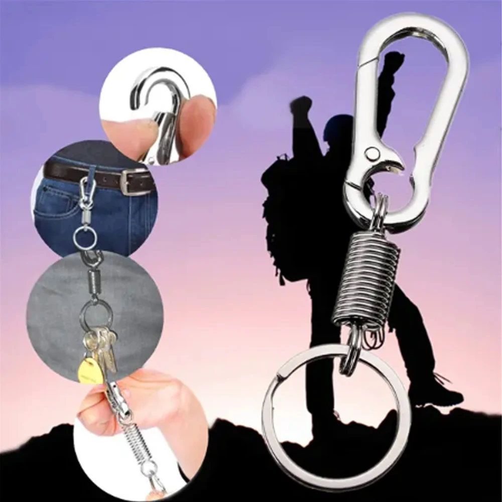 

Key Ring Spring Gourd Buckle Belt Clip Loop Metal Key Chain Men Fashion Car-styling Stainless Steel Car Keychain