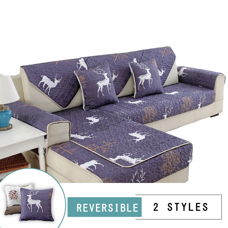 Двусторонний чехол для дивана глубокий разноцветной диванов противоскользящий