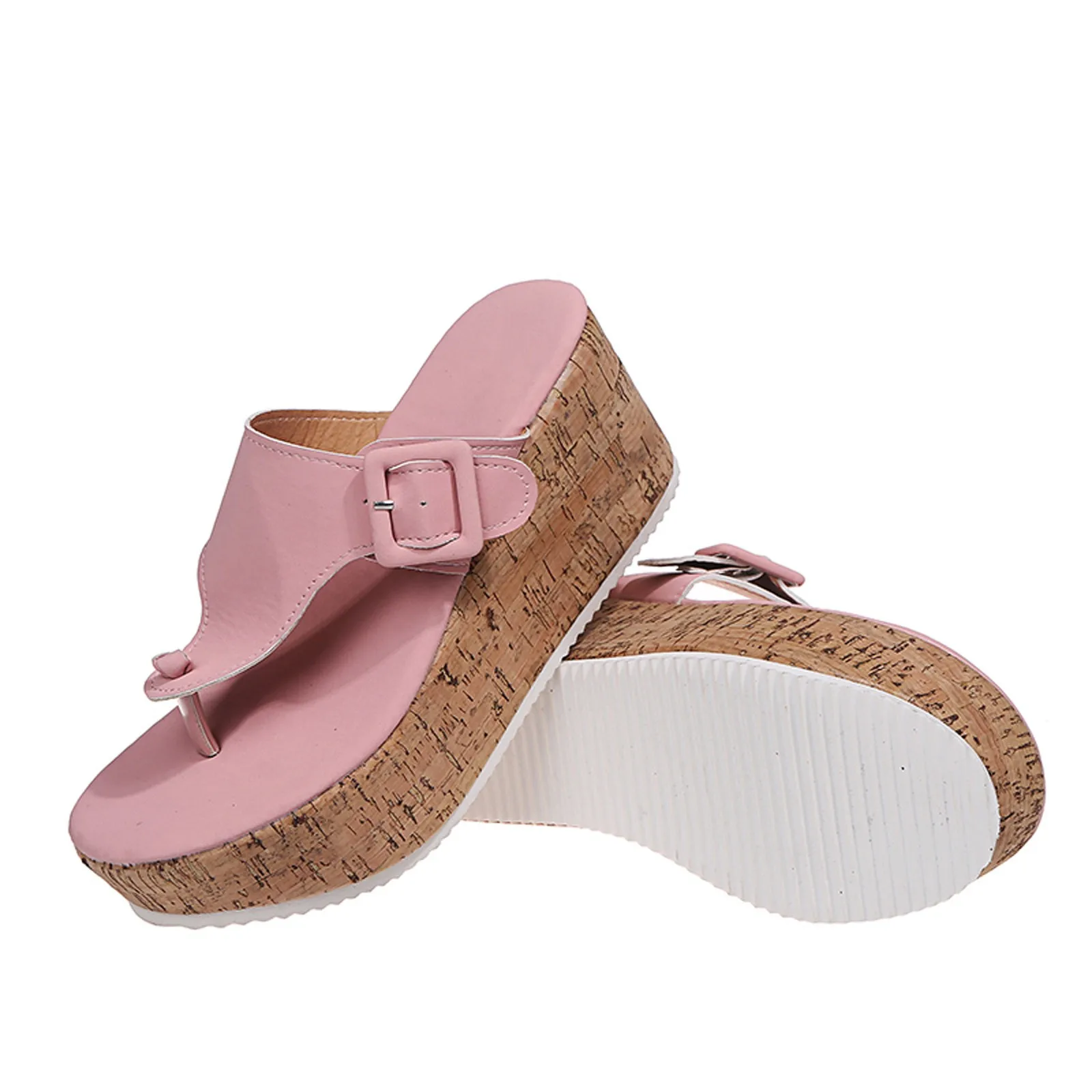 

Summer New Women's Slippers Large Size Slope With Women Buckle Thick-soled Beach Sandals Sandales Femmes t