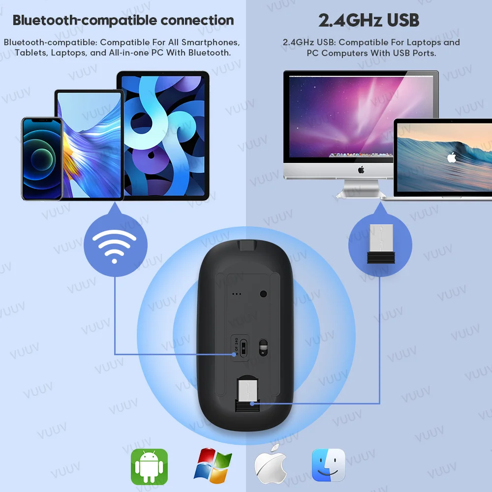 Bluetooth беспроводная мышь для компьютера ноутбука iPad планшета MacBook с RGB подсветкой