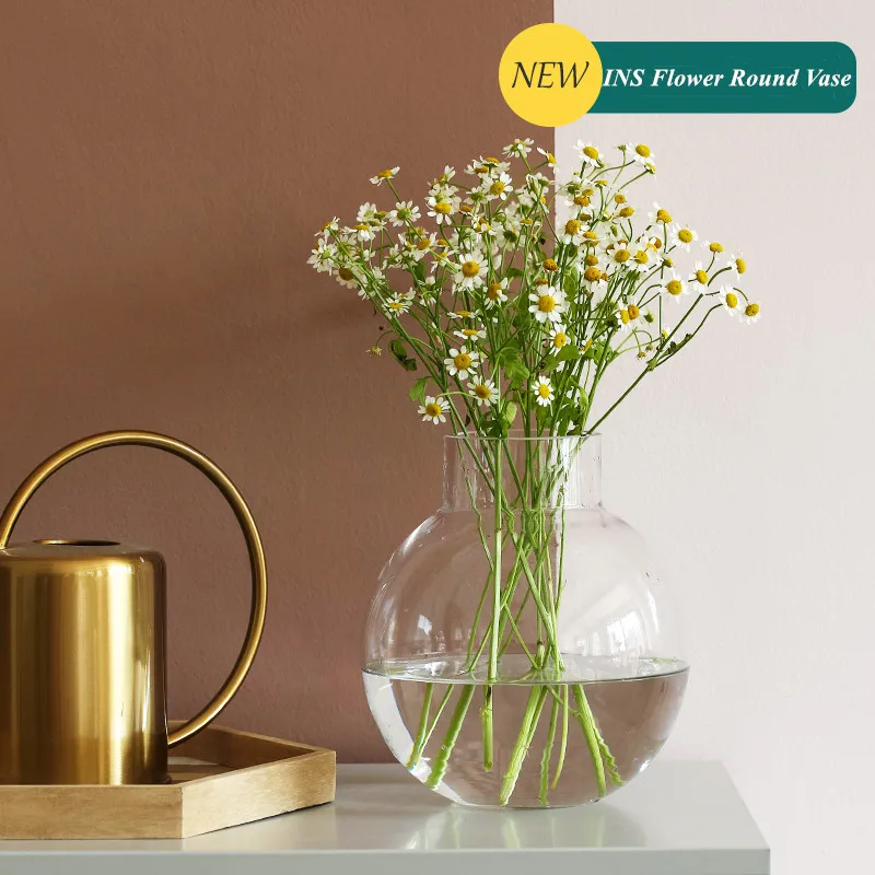 Круглый украшение для стеклянной вазы Цветочная композиция в Гостиная ваза