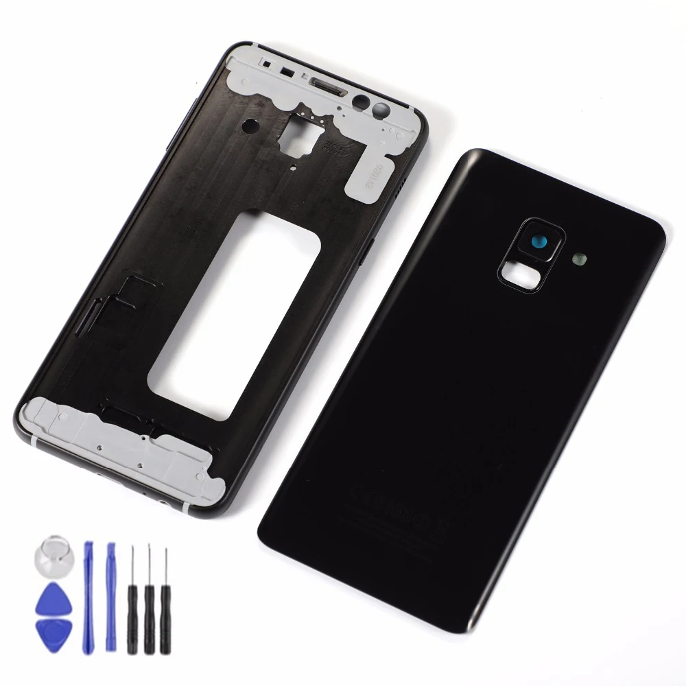 

Для Samsung Galaxy A8 2018 A530 A530F SM-A530F A530DS корпус металлический средняя рамка + стеклянная задняя крышка аккумулятора + Инструменты