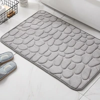 cobblestone embossed home bath mat bathroom carpet water absorption non slip memory foam absorbent washable rug toilet floor mat