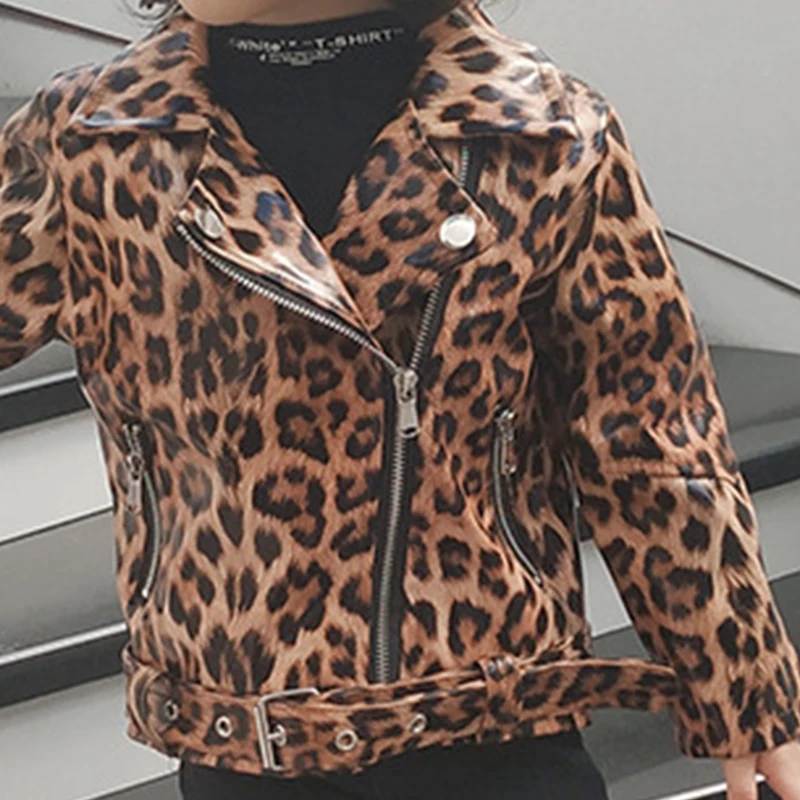 Chifuna/Новая Осенняя леопардовая мотоциклетная куртка модное пальто для маленьких