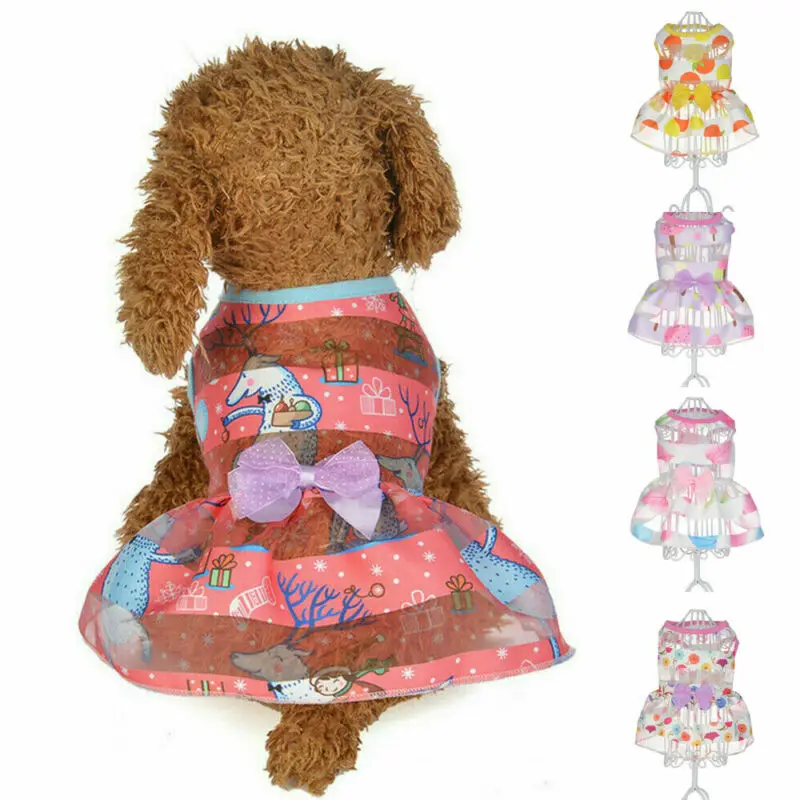 Платье принцессы для собак 5 цветов Милая юбка щенков одежда маленьких и средних
