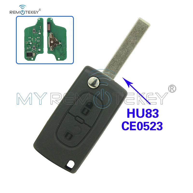

CE0523 Flip remote car key 2 or 3 button 433 mhz ID46 - PCF7941 ASK HU83 or VA2 for Peugeot for Citroen remtekey