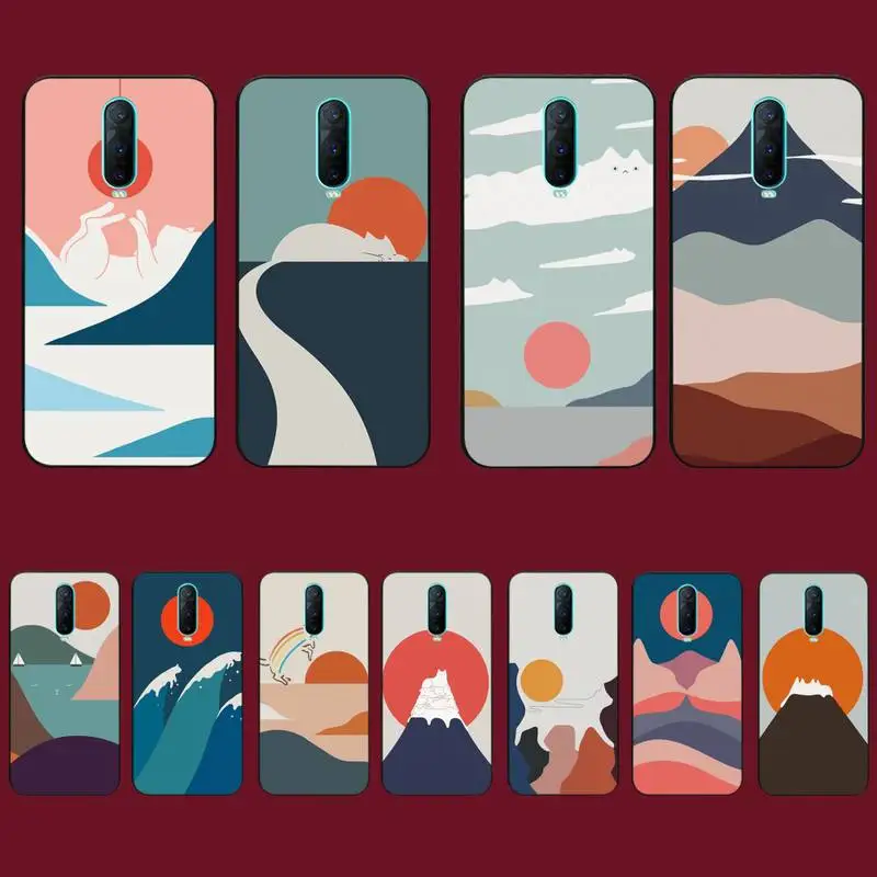 

Yinuoda Abstract art Cat Mount Fuji Japan landscape Phone Case for Vivo Y91C Y11 17 19 17 67 81 Oppo A9 2020 Realme c3