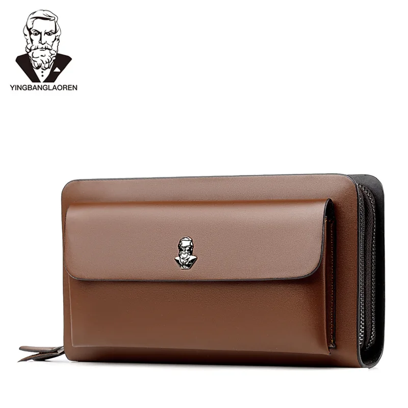 

pochette wallet dual zipper men's clutches portefeuille homme lux passport cover large capacity leather long grote portemonnee