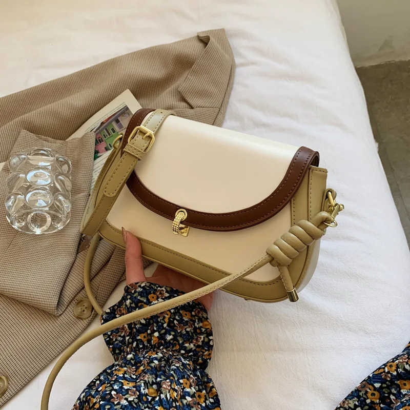 

Fashion Contrast Color Texture Bag Female Summer 2021 New Trendy Ladies Messenger Bag Casual PU One-shoulder Small Square Bag