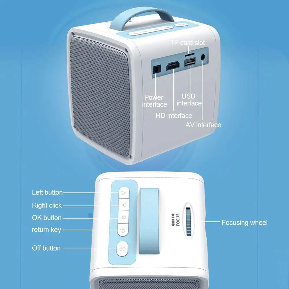 Портативный светодиодный мини-проектор с ЖК-дисплеем поддержка Full HD 1080P