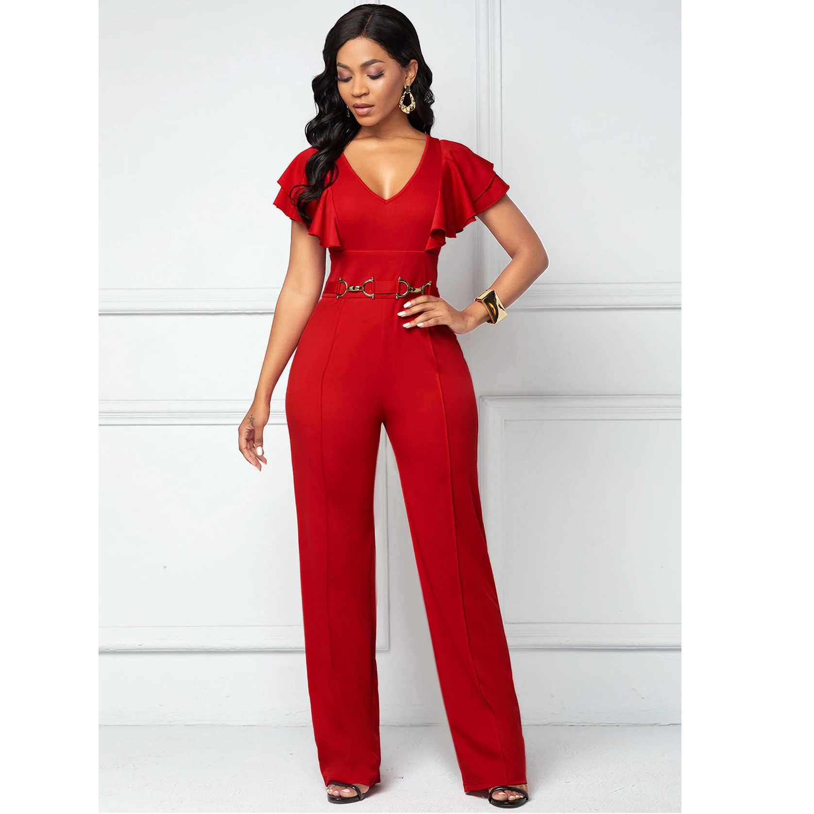 Новинка 2020 Модный женский комбинезон Клубная одежда с оборками трико