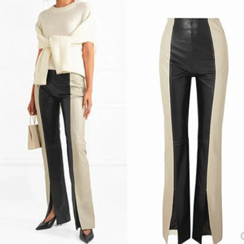 PU Trousers For Women High Waist Hit Colors Pants Female 2021 longs pants