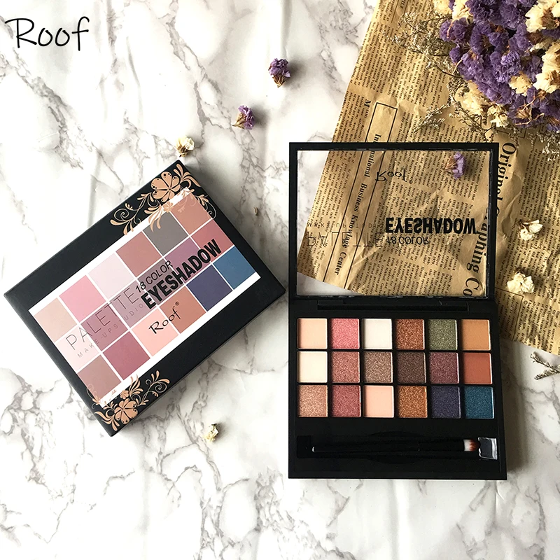 Палитра для макияжа 18 оттенков матовые тени век мерцающие стойкие осветляющие