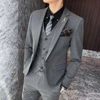 high quality mens suits casual mens suits three piece suit korean style fashion slim groom dress suit host suit men
