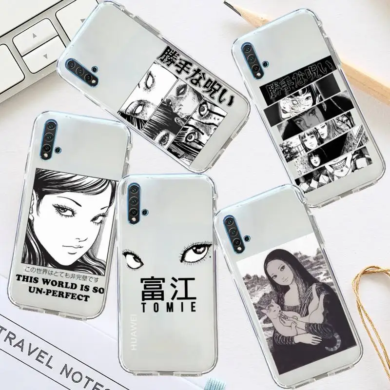 

junji ito Phone Case Transparent for Huawei honor P mate 40 20 30 10 50 i 9 x mate pro lite 8a