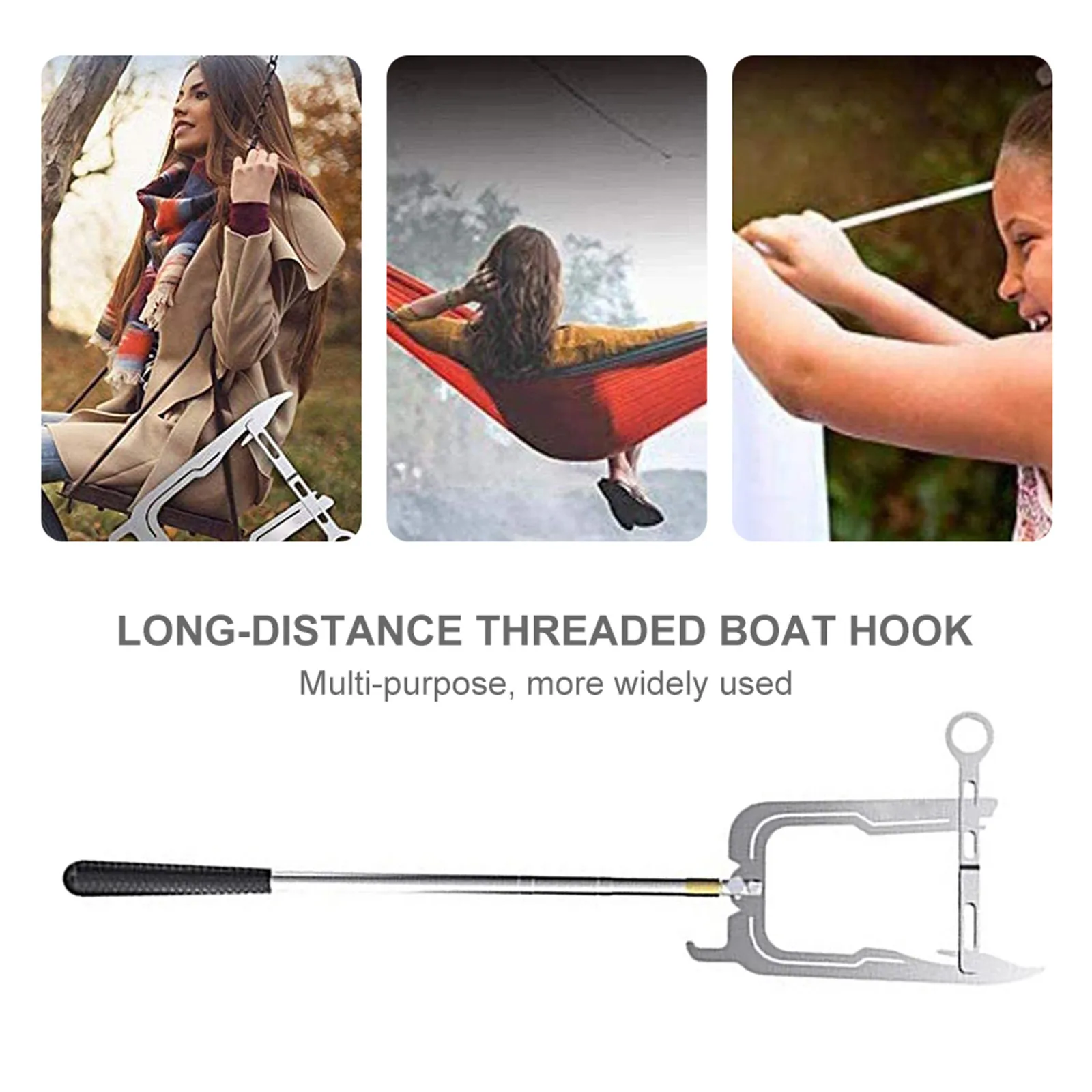 

Hot The Boat Hook Multi-Purpose Dock Hook Long-Distance Threader Stainless Steel Telescoping Boat Hook For Your Home And Outdoor