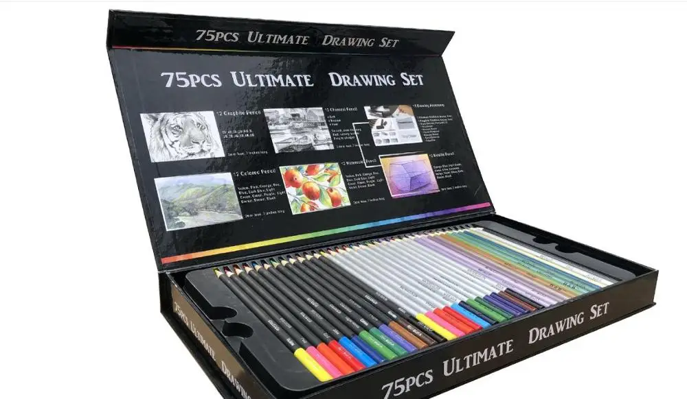 75 шт./компл. Набор цветных карандашей для рисования начинающих карандаш