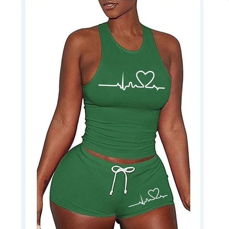 

Summer Women Sexy Sleeveless Vest Top + Shorts 2 Piece Set Sports Jogging Shorts Suits 2021 New Fashion Woman Tracksuit Outfits