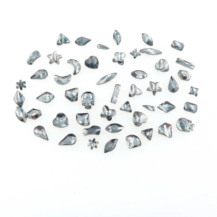Black diamond Красивые формы микс 50 шт./пакет черный бриллиант цвета Акриловые стразы стекло хрустальные стразы бусины аппликация на клейкой основе для нейл-арта diy кружевной отделкой - Цвет: Black diamond