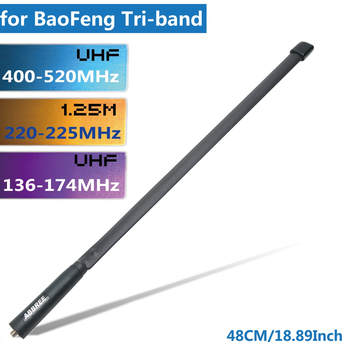 ABBREE Tri-band 144/222/435Mhz Tactical Antenna for Baofeng BF-R3 UV-82T UV-5RX3 UV-82X3,BTECH UV-5X3 Ham Walkie Talkie Radio